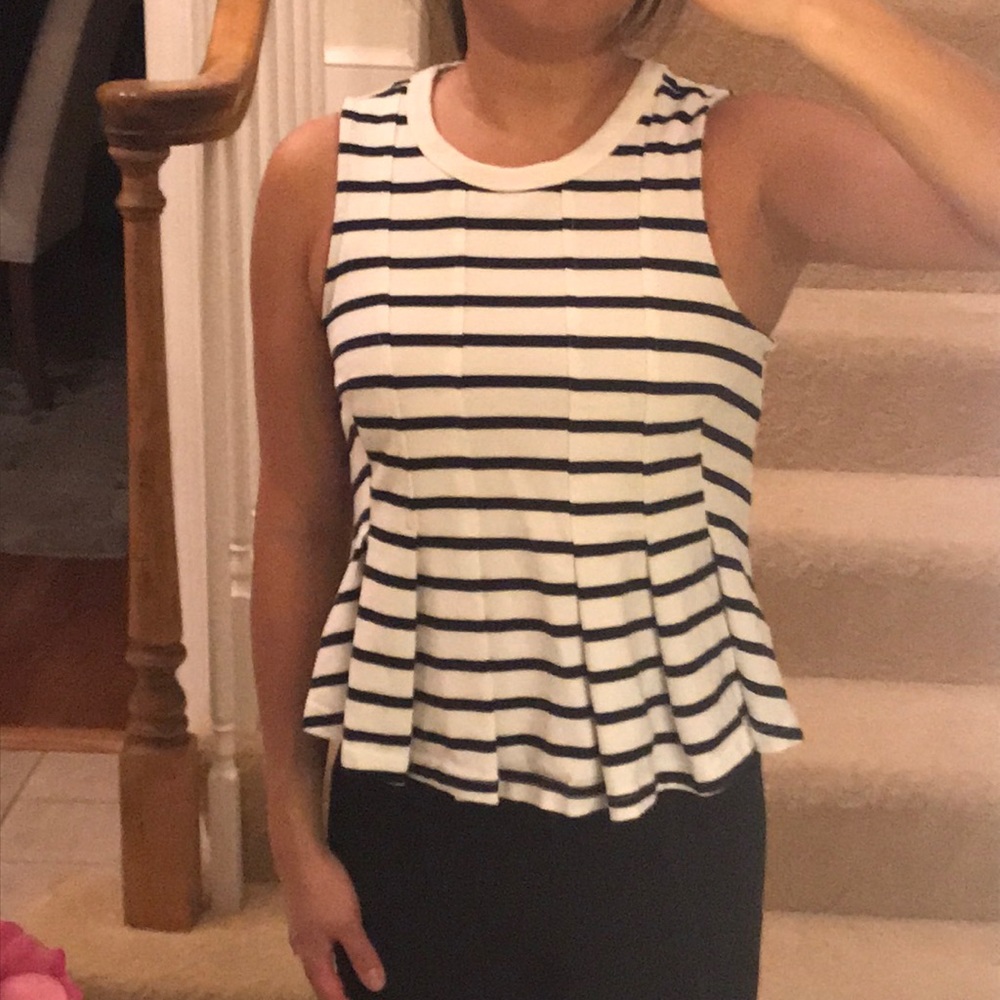 Anthropologie striped peplum tank